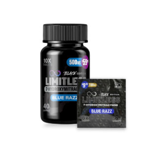 Limitless Black Edition 7-Hydroxymitragynine Tablets Blue Razz 50mg Per Tablet